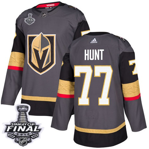 Adidas Golden Knights #77 Brad Hunt Grey Home Authentic 2018 Stanley Cup Final Stitched NHL Jersey